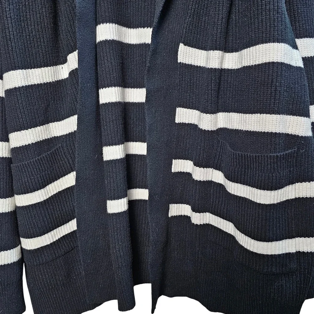 A New Day Cardigan Black White Stripe Open Front Long Sleeve Knit Size‎ XXL EUC - Picture 3 of 4